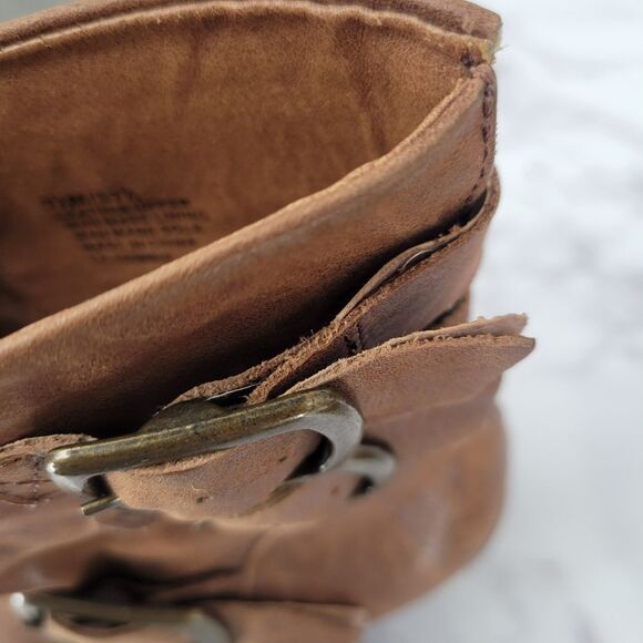 Lucky Brand Tommie Women's Brown Leather Ankle Boots with Buckle Detail - Picture 6 of 12